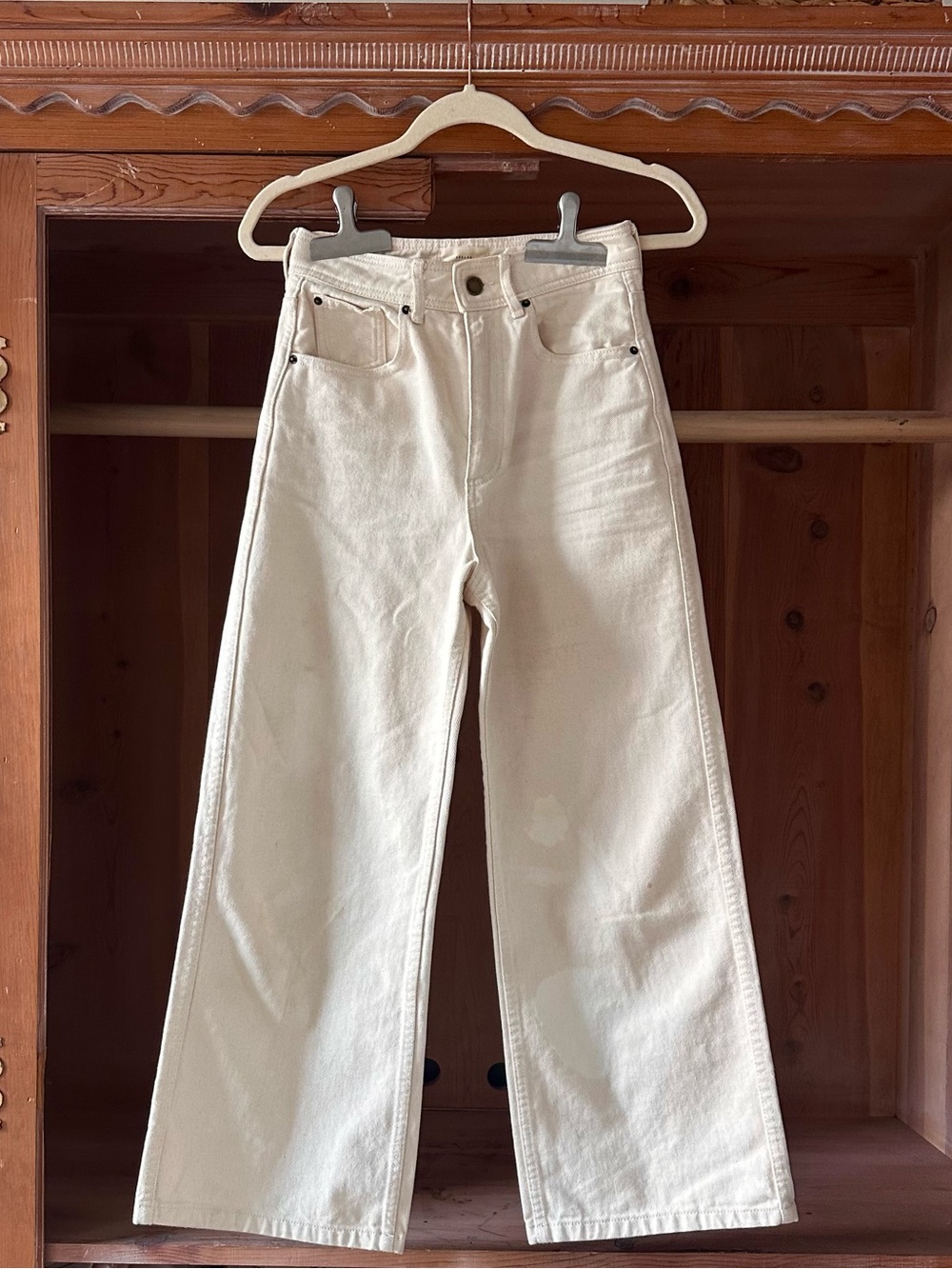 Sézane Le Crop Women's High-Rise Wide-Leg Jeans - Ecru/Cream